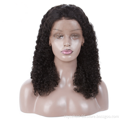 Royce Peruvian Hair Kinky Curly Full Lace Human Hair Wigs with Baby Hair Natural Color for Black Women